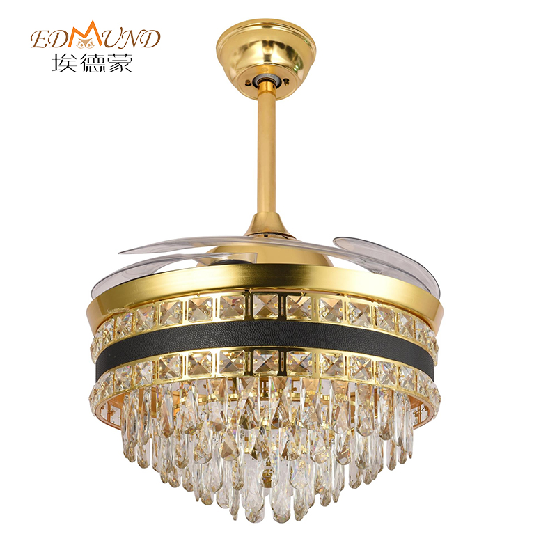 K012 CHANDELIER Stropní ventilátor se světlem se vzdáleným 42 palci 3 barvy s křišťálovým ventilátorem reproduktoru