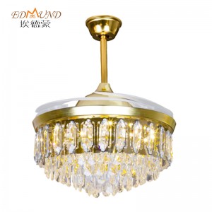 K014 CHANDELIER Stropní ventilátor se světlem se vzdáleným 42 palci 3 barvy s křišťálovým ventilátorem reproduktoru