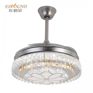 Stropní ventilátor K016 Chandelier se světlem se vzdáleným 42 palci 3 barvy s křišťálovým lustrem ventilátoru reproduktoru